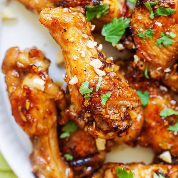 Crispy Vietnamese chicken wings with crushed peanuts.
