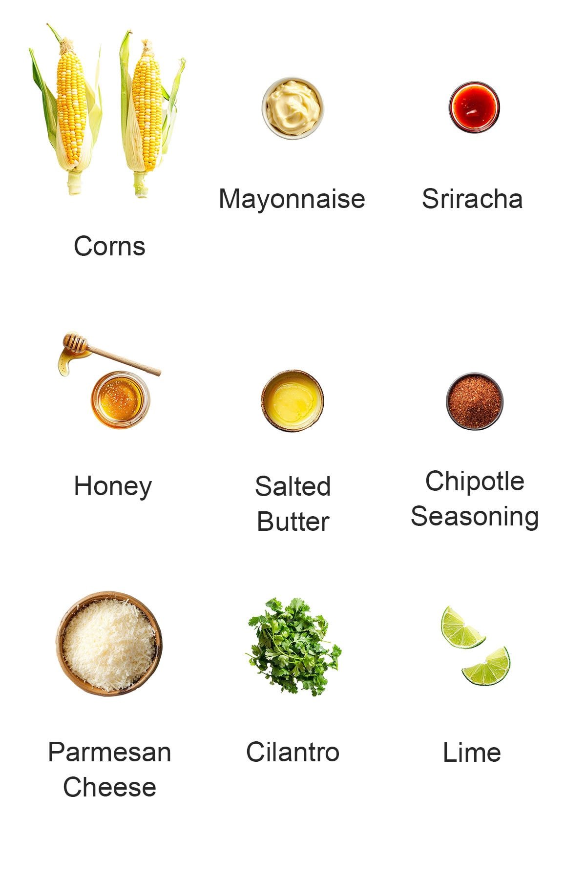 Ingredients for Mexican street corn.