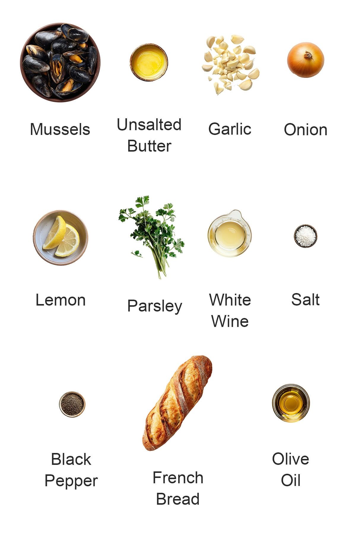 Ingredients for mussel pot.