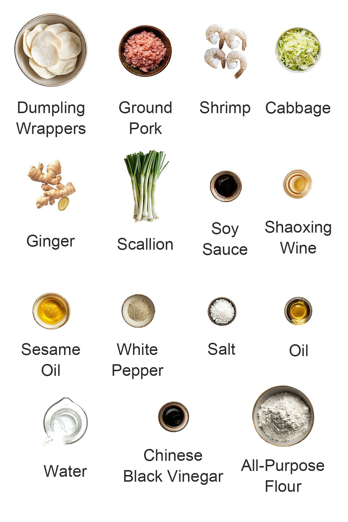 Ingredients for pan fried dumplings.