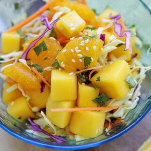 Healthy summer fruit salad served in a bowl.