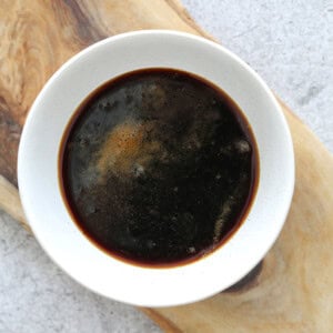 Easy homemade teriyaki sauce in bowl.