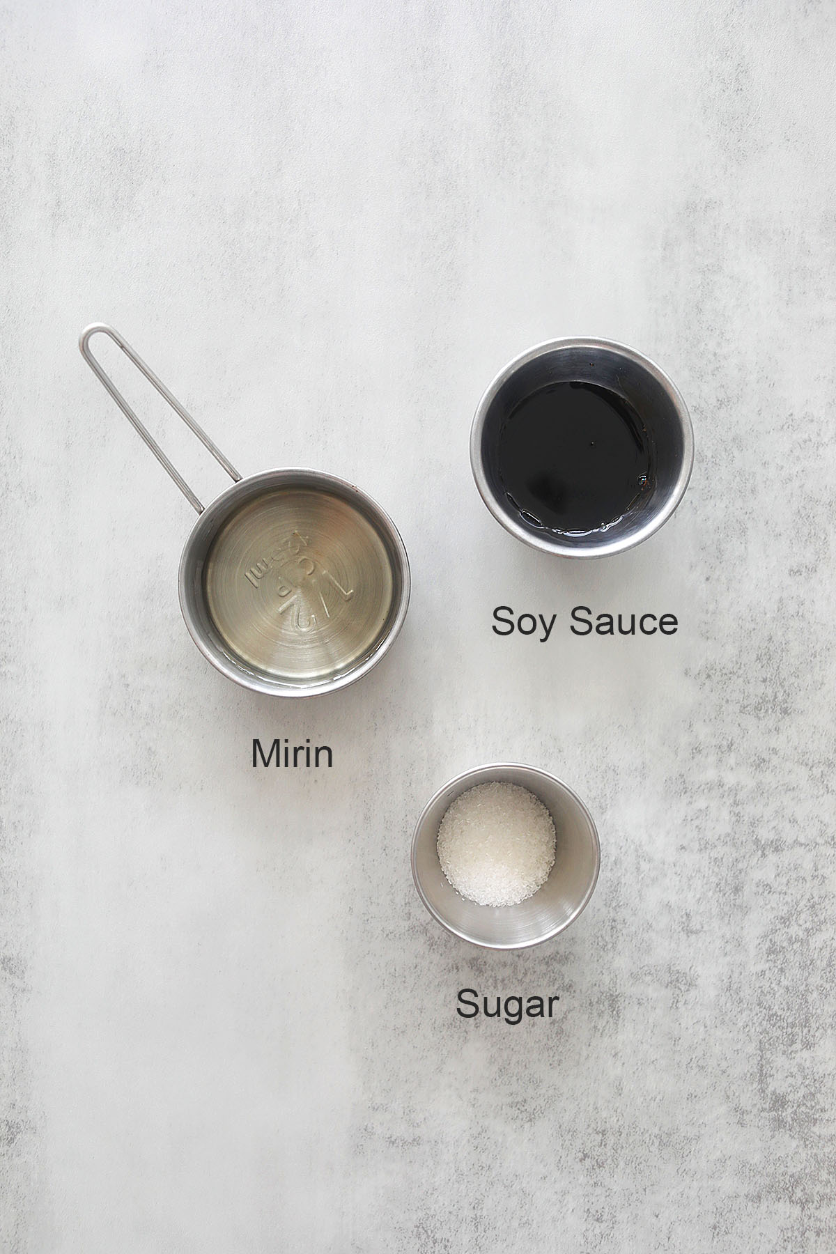 Ingredients for homemade teriyaki sauce.