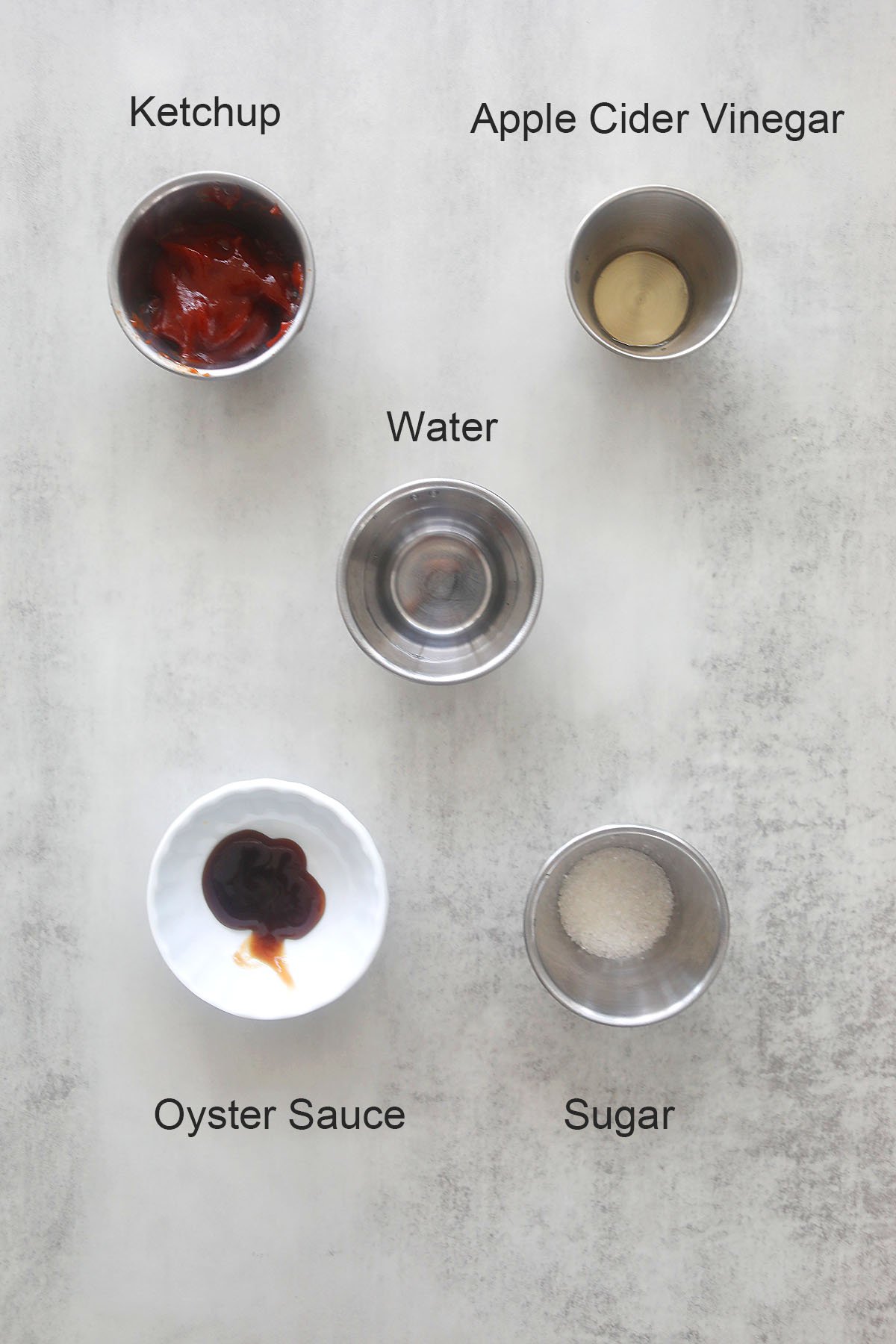 Ingredients for sweet and sour sauce.