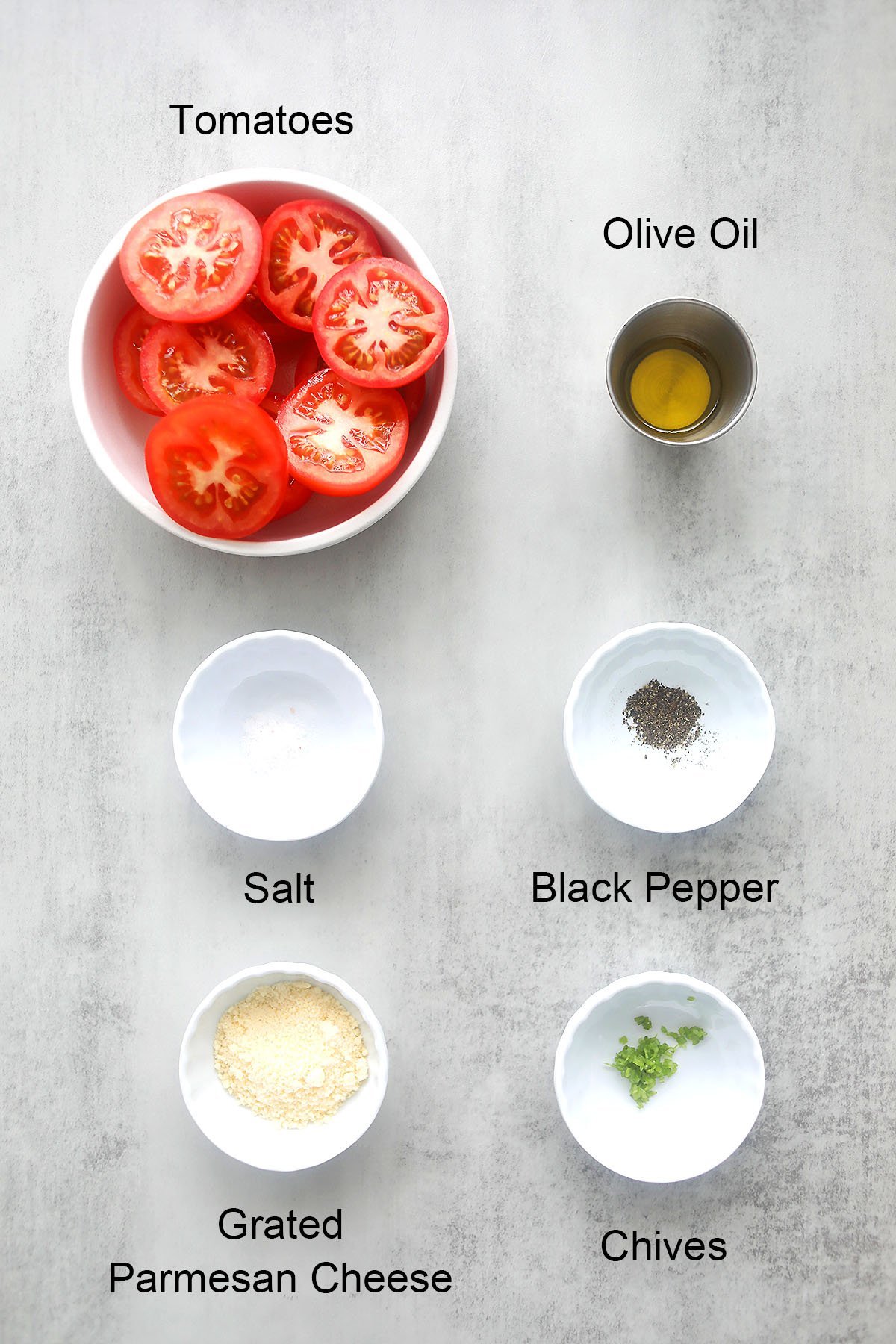 Ingredients for air fryer tomatoes.