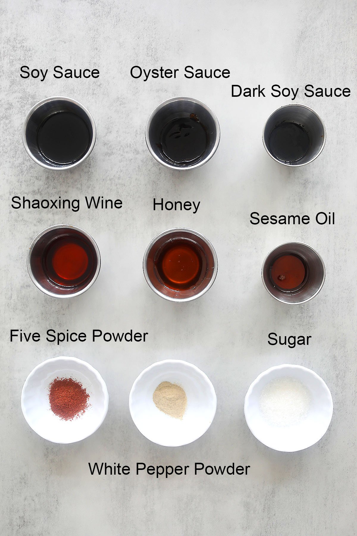 Ingredients for char siu sauce.