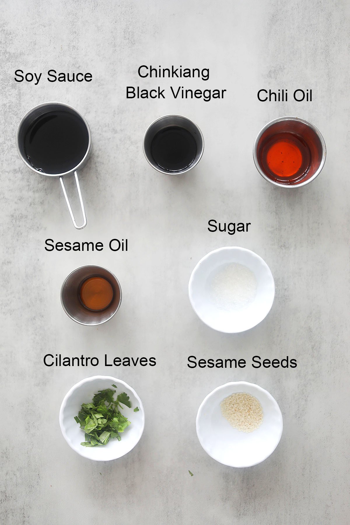 Ingredients for dumpling dipping sauce.