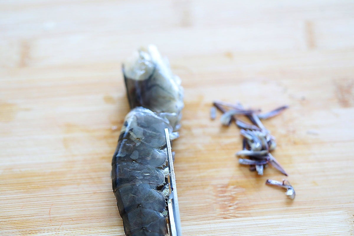 Shrimp legs trimmed off.