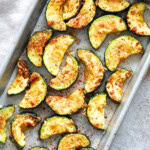 Crispy air fryer zucchini served in a tray.