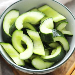 Traditional Chinese cucumber salad served in a bowl.