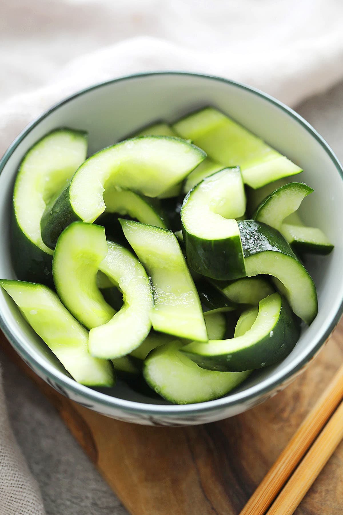 Traditional Chinese cucumber salad served in a bowl.