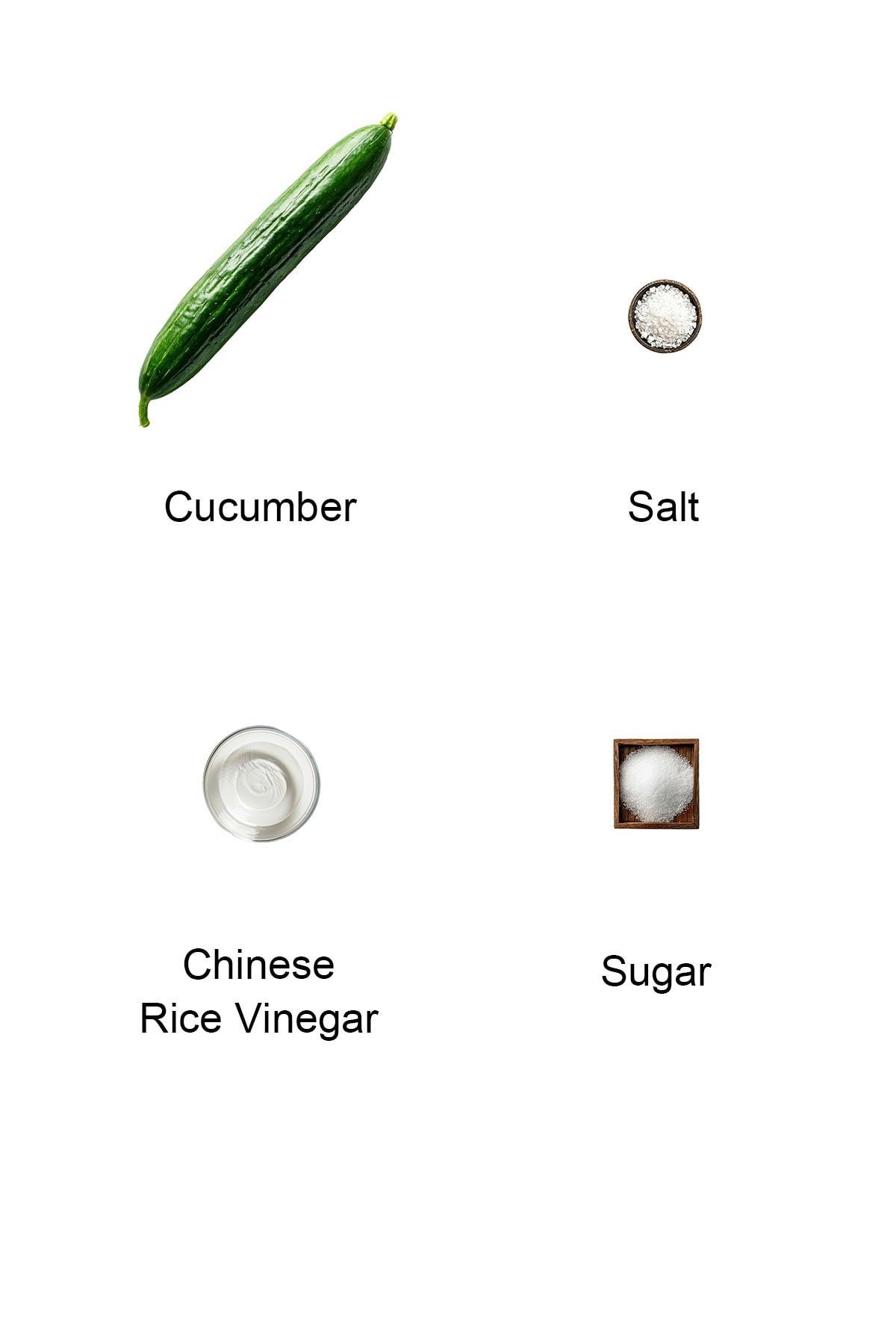 Ingredients for Chinese cucumber salad.