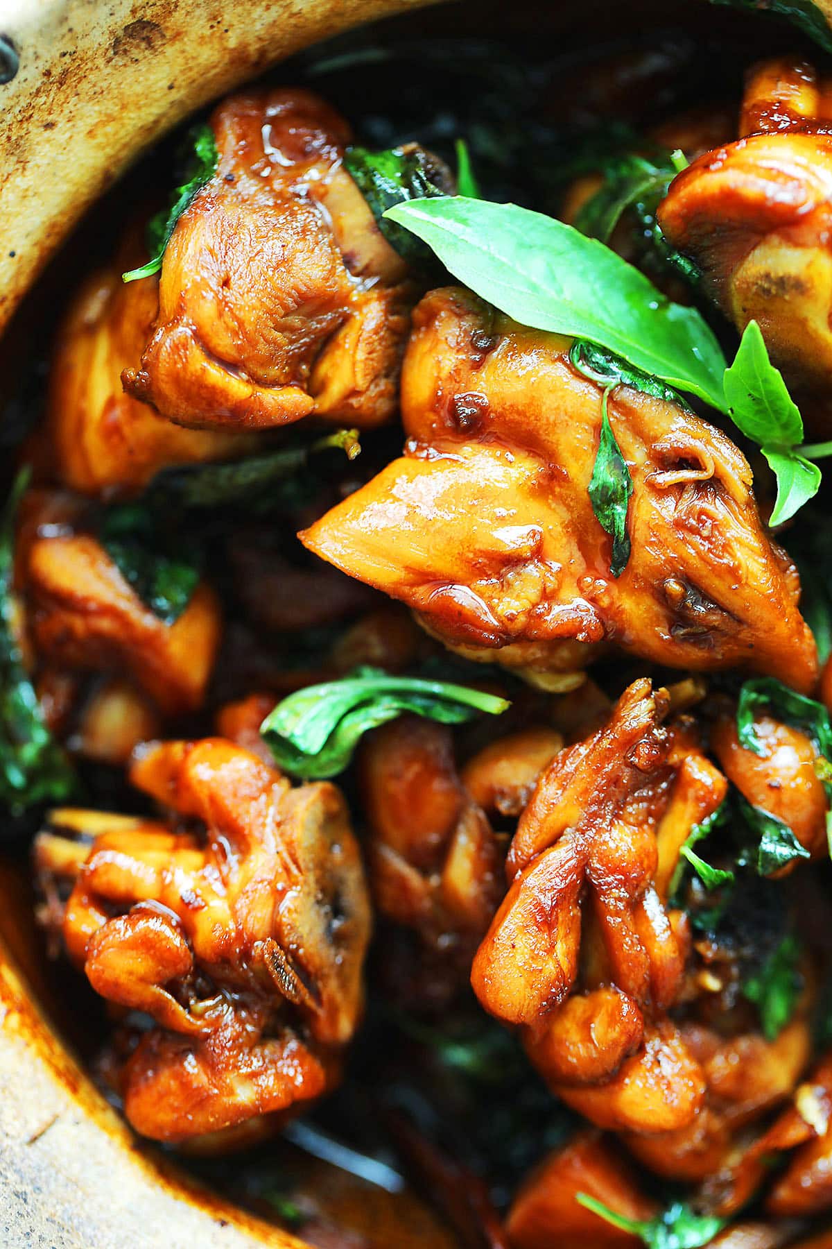 Juicy chicken simmered in a glossy soy-based sauce with basil, ginger, and garlic, a classic Taiwanese San Bei Ji dish.