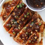 Crispy pan-fried black pepper chicken cutlet served with homemade black pepper sauce.