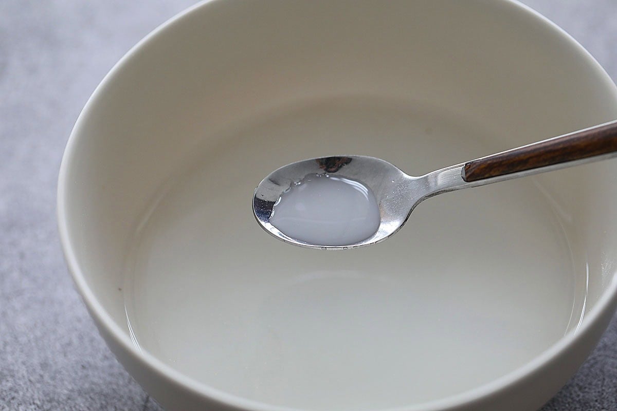 Chicken broth and cornstarch mixture.