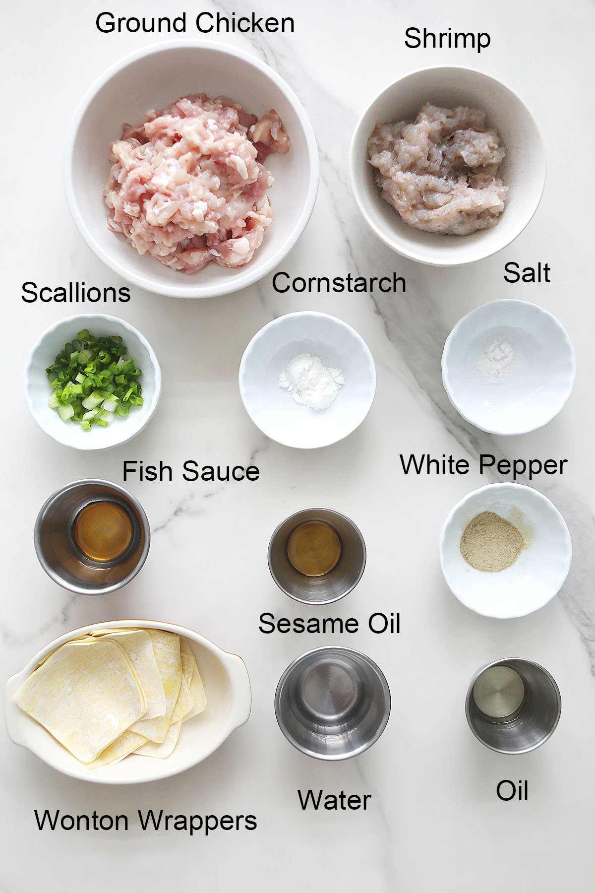 Ingredients for chicken wontons.