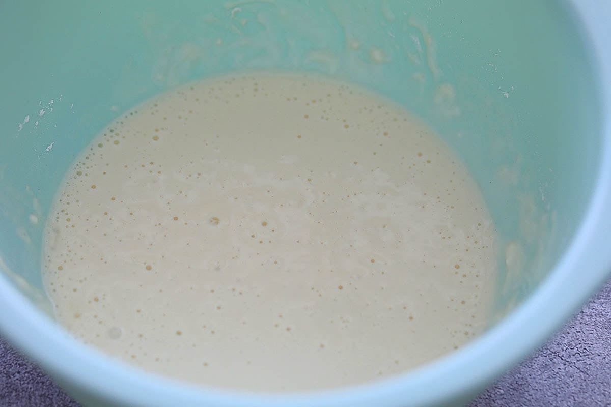 Frying batter in a large bowl ready to use.