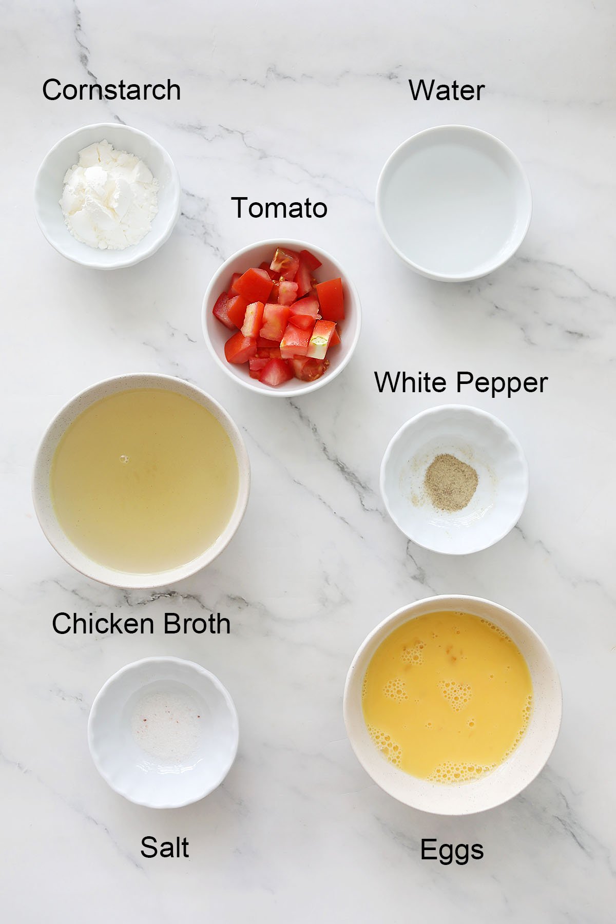 Ingredients for egg drop soup.