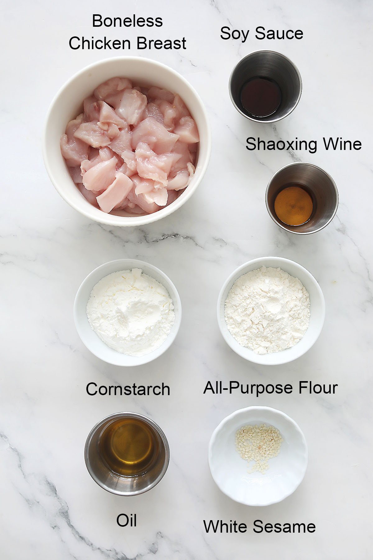 Ingredients for lemon chicken.