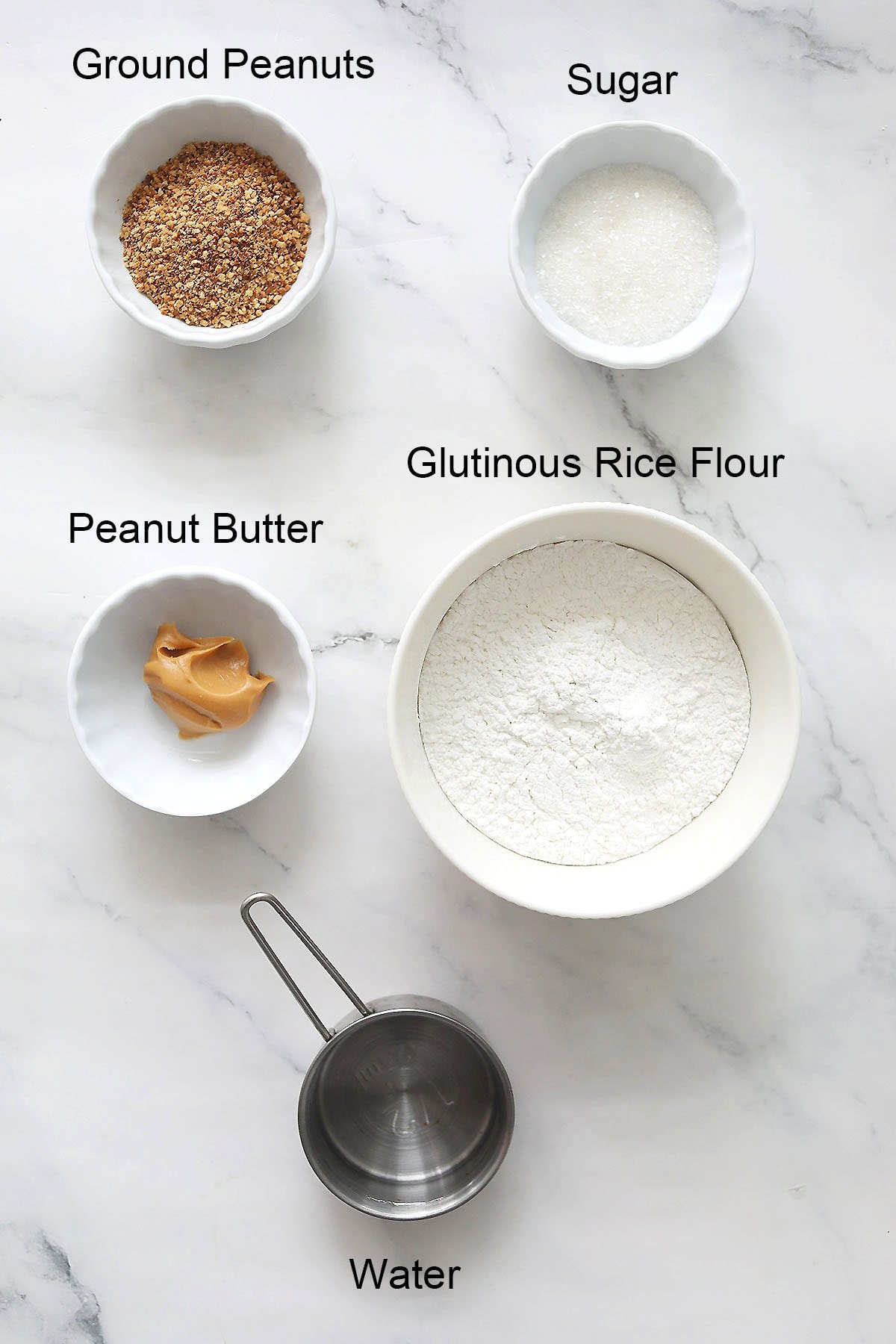 Ingredients for peanut dumplings (tang yuan).