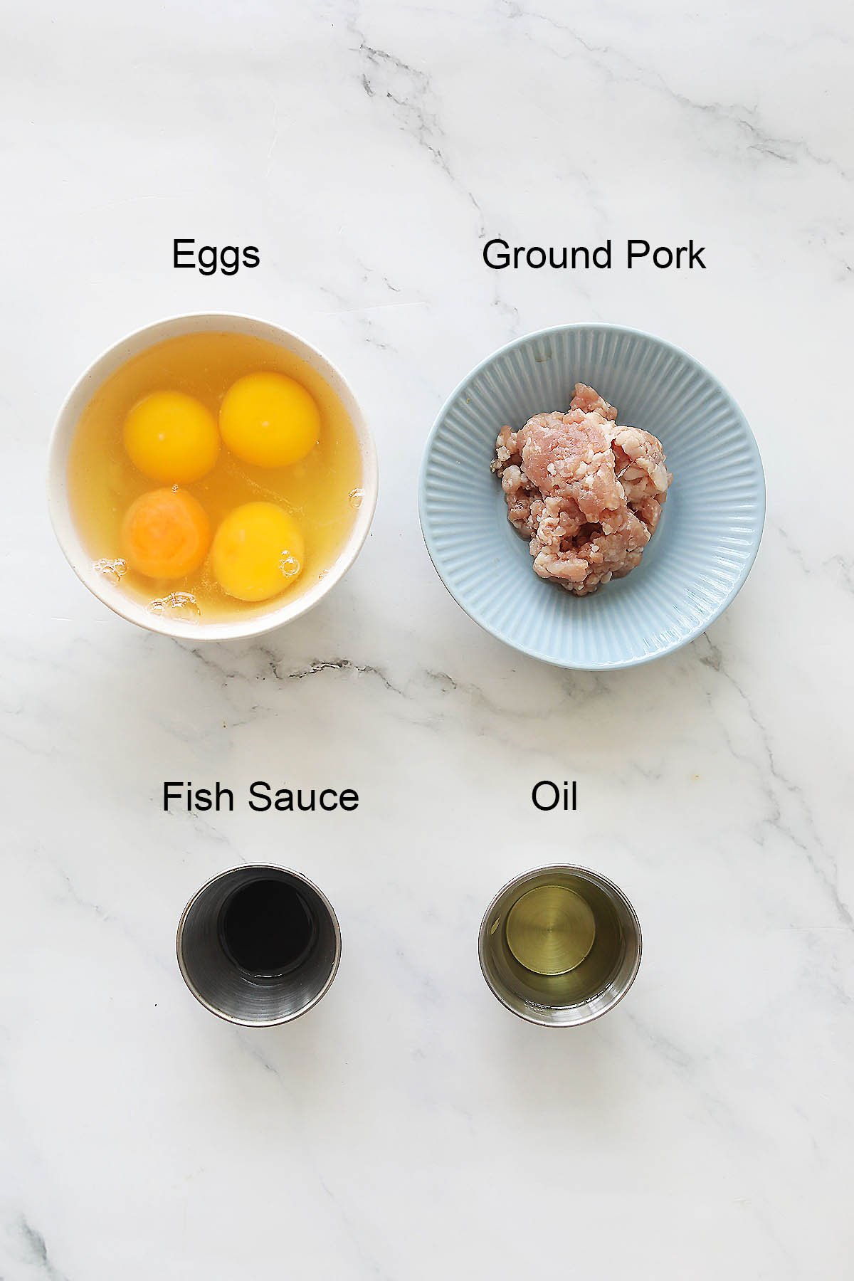 Ingredients for Thai omelette.