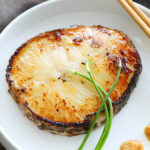 Miso glazed cod served on a plate.