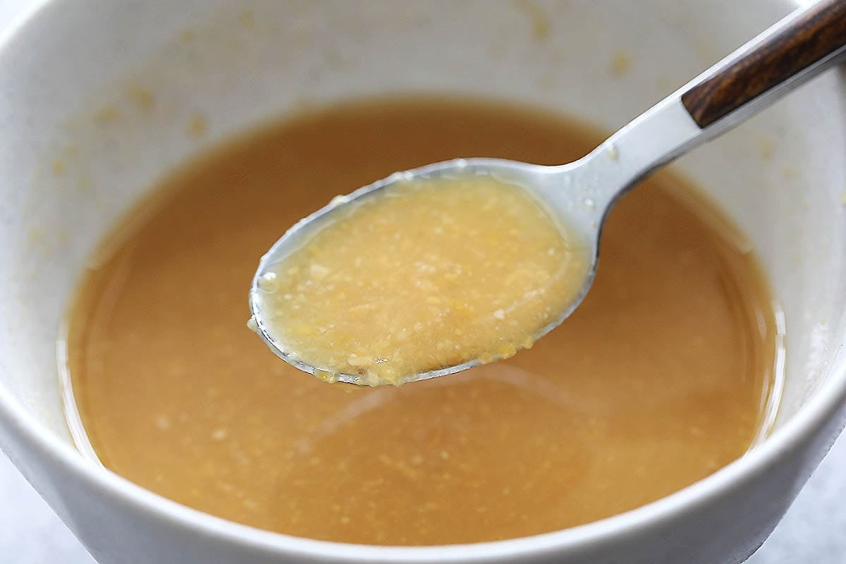 A spoonful of miso marinade.