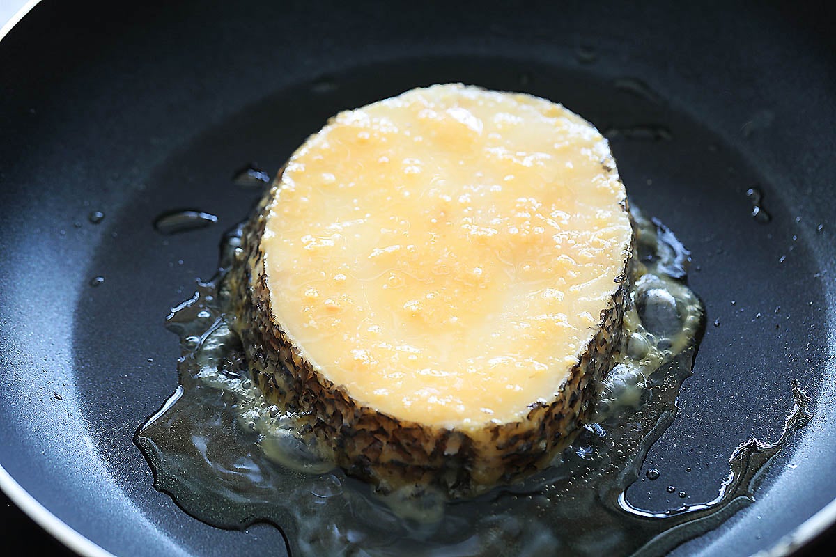 Black cod marinated in miso in a frying pan.