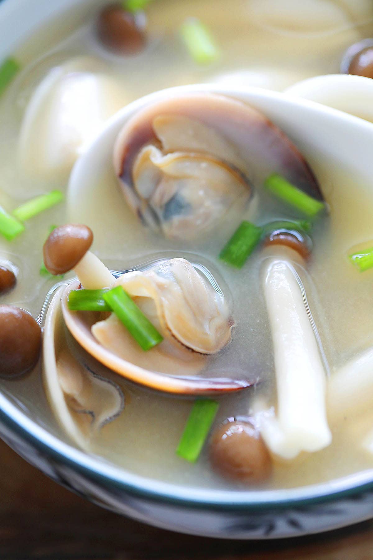 Japanese miso clam soup made with homemade dashi.