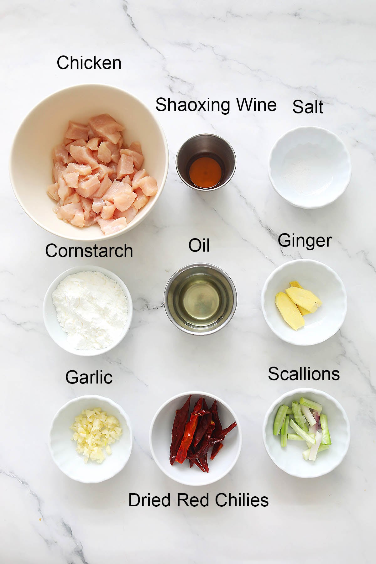 Ingredients for General Tso's chicken