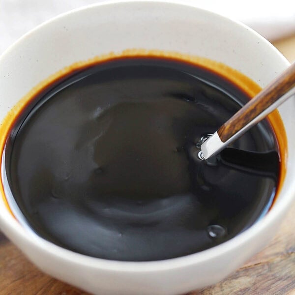 Homemade kung pao sauce in a bowl.