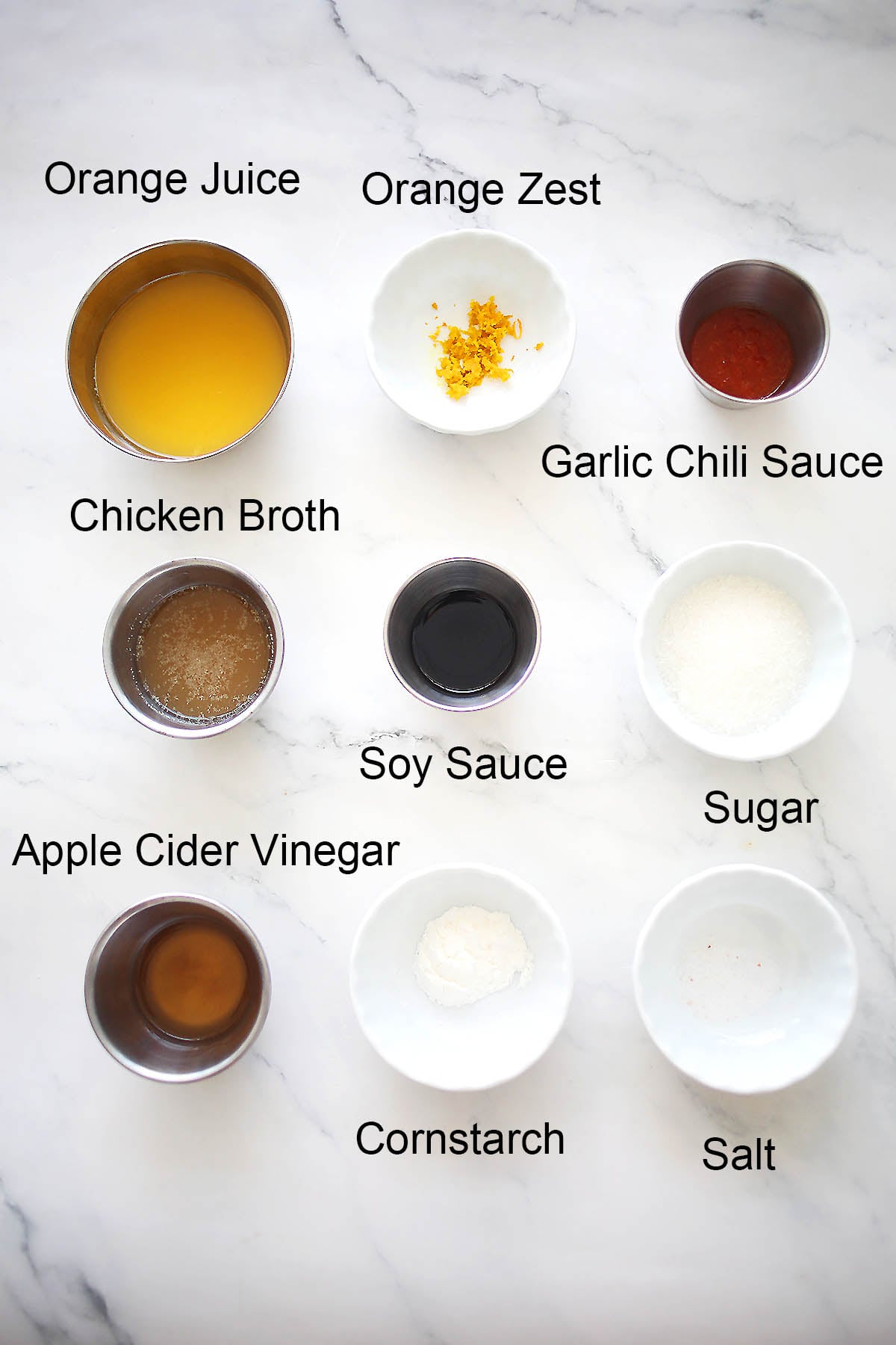 Ingredients for orange sauce.