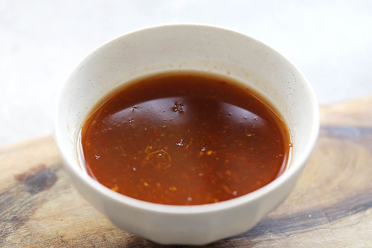 Orange sauce better than panda express in a bowl.