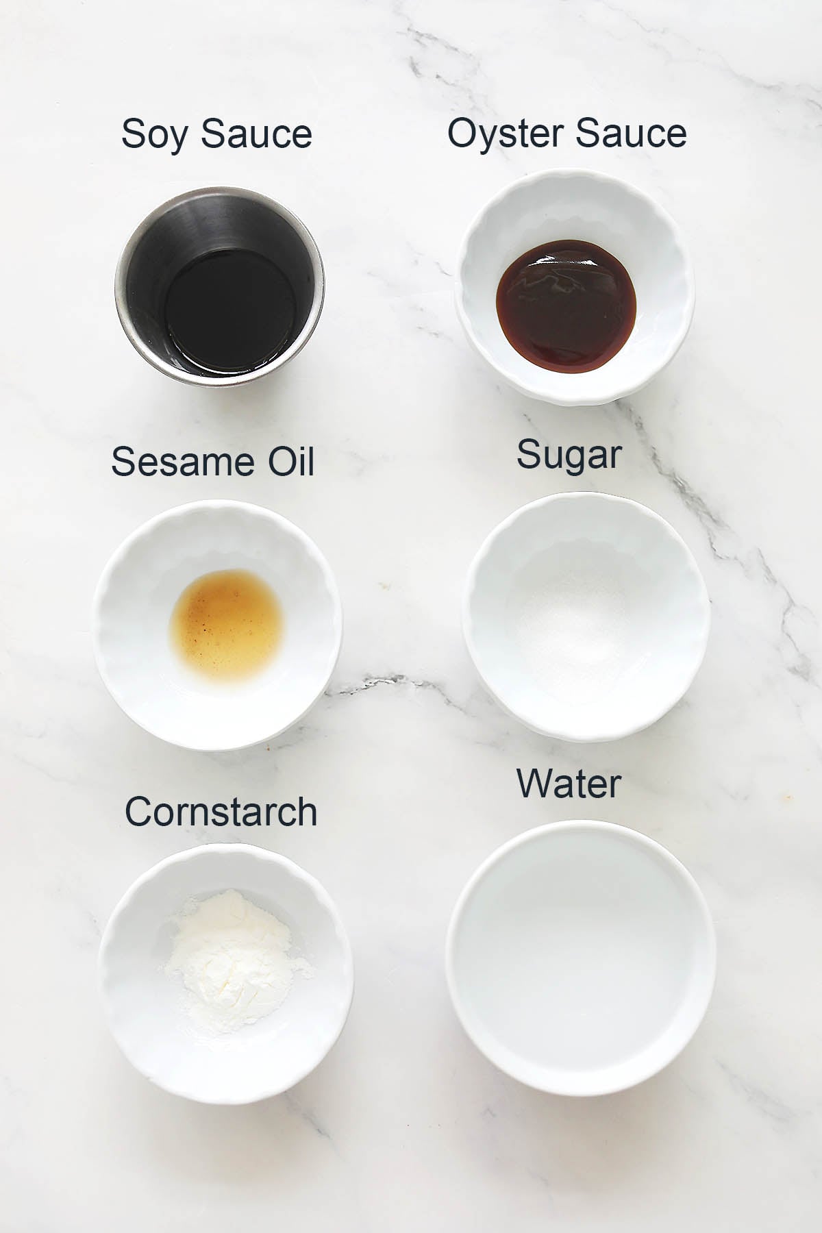 Ingredients for Chinese brown sauce.