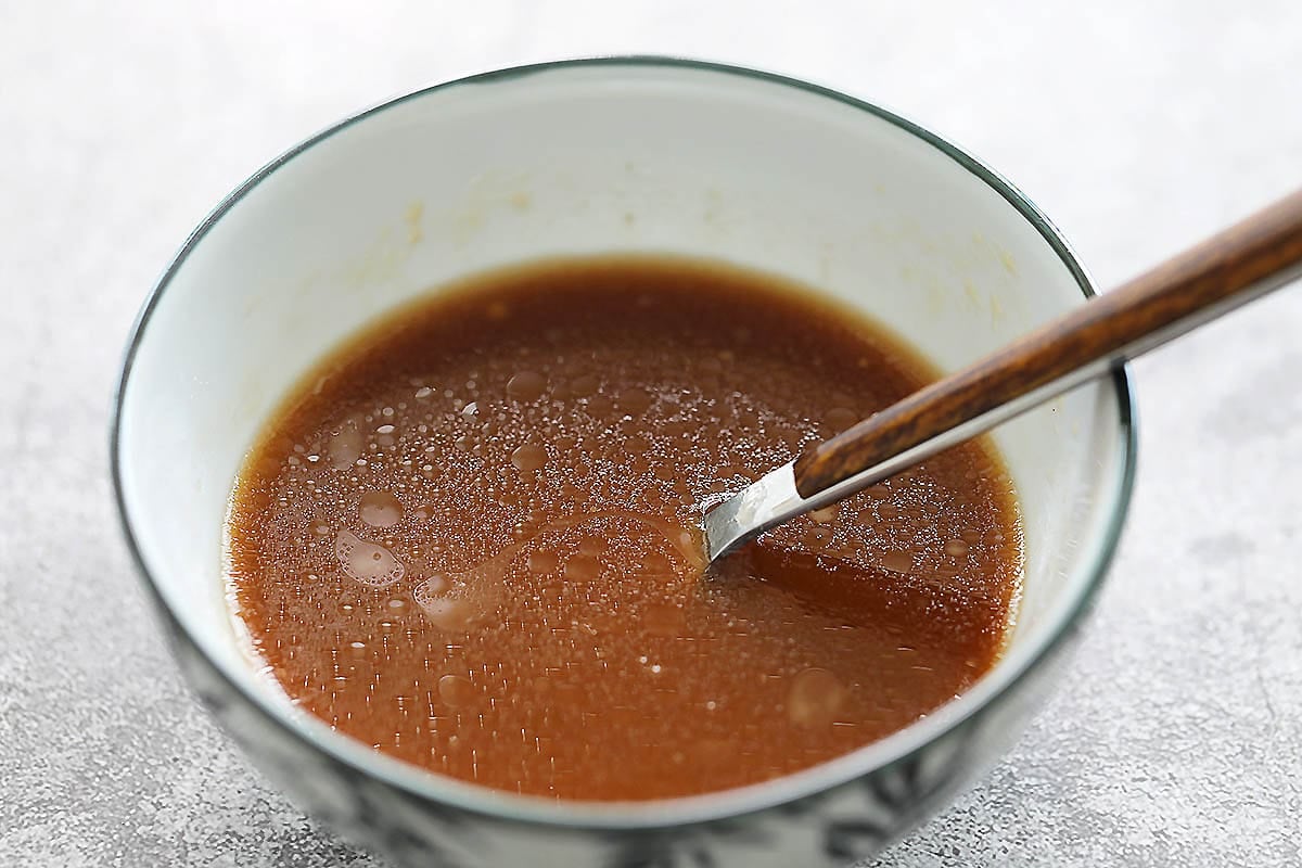 Chinese brown sauce in a bowl.