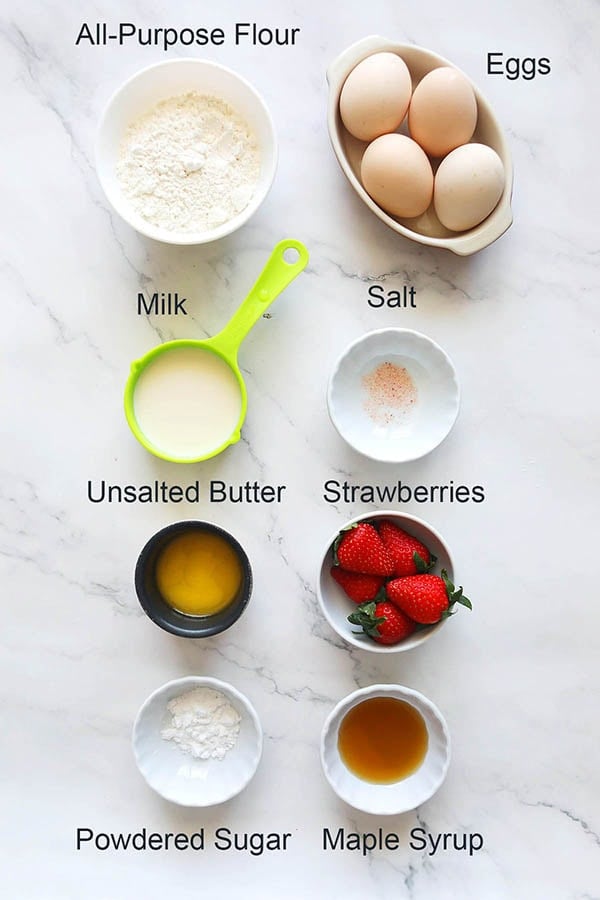 Ingredients for Dutch baby pancake.