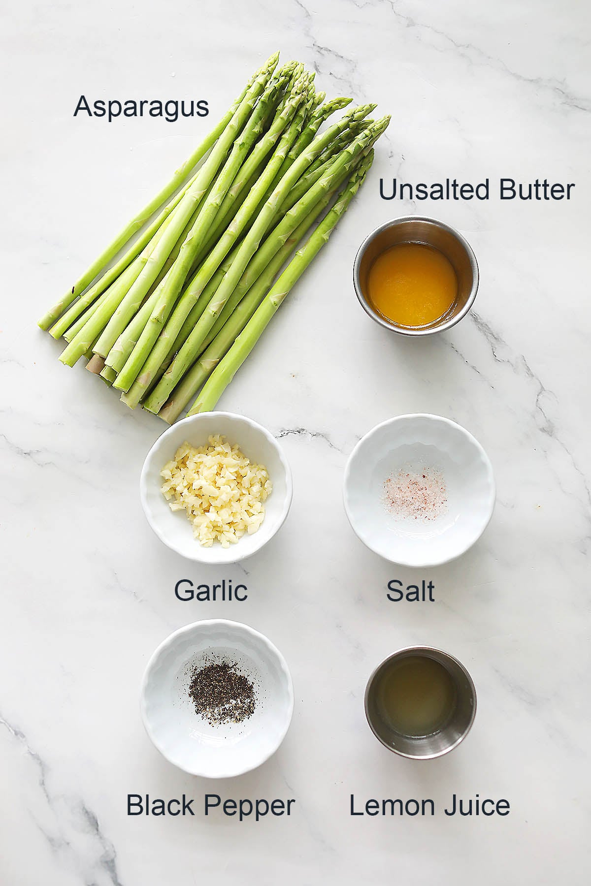 Ingredients for sauteed asparagus.