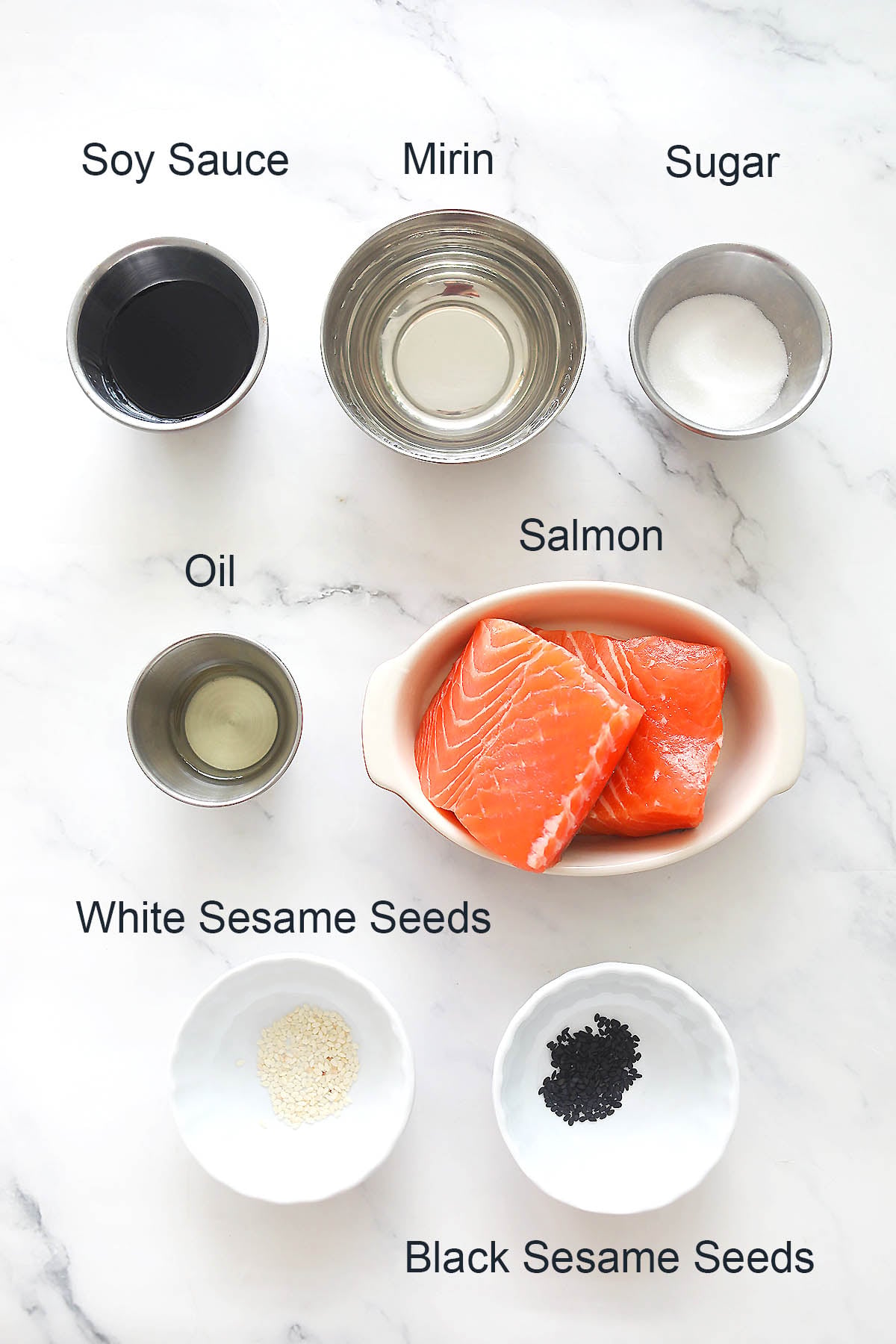 Ingredients for teriyaki salmon.