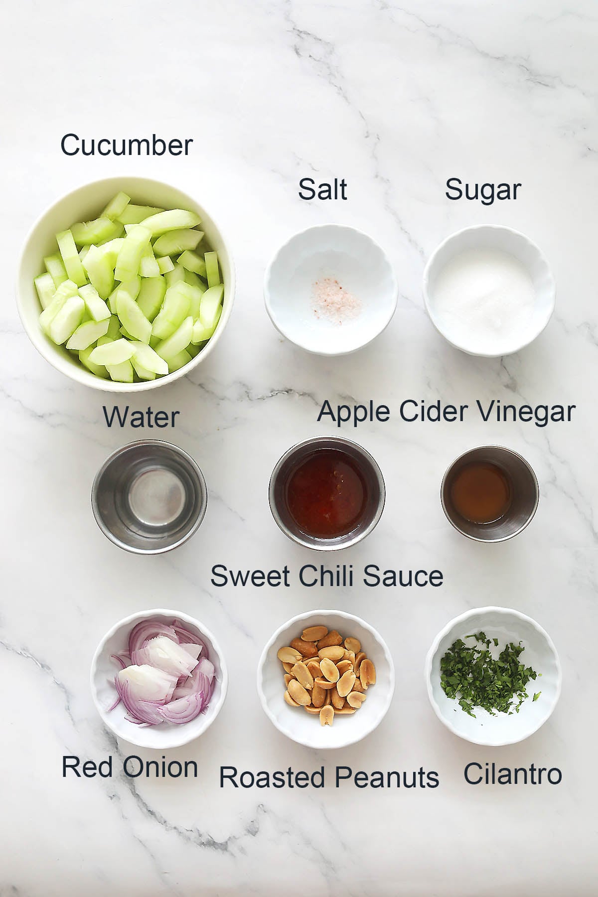 Ingredients for Thai cucumber salad.