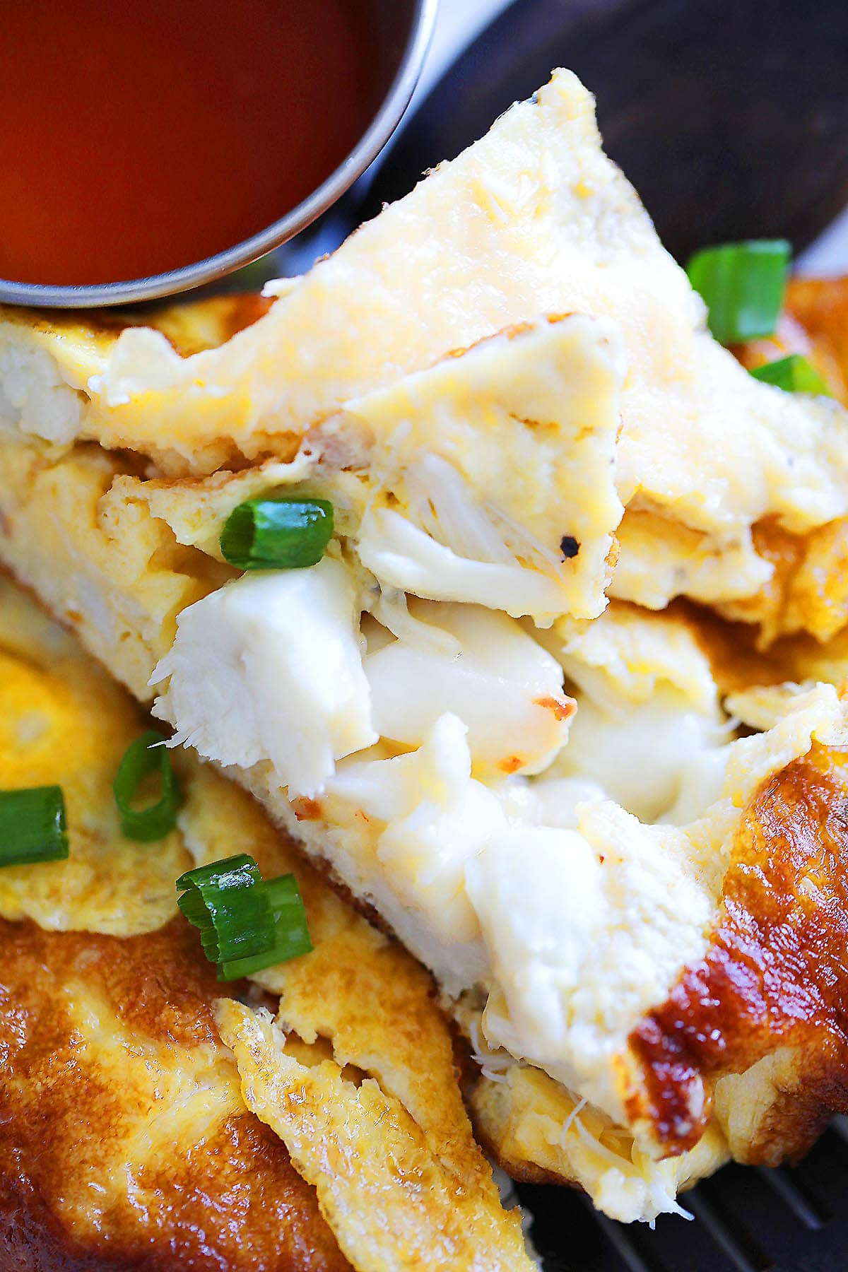 Fluffy crab omelette with lump crab meat.