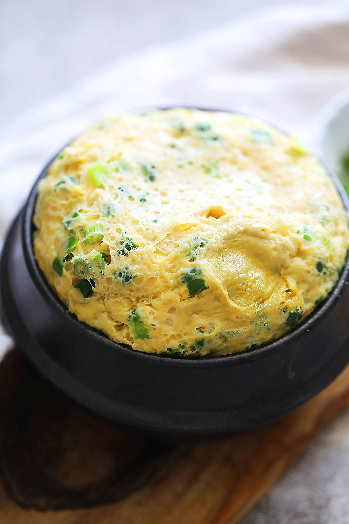 Easy Korean steamed egg recipe with scallions.
