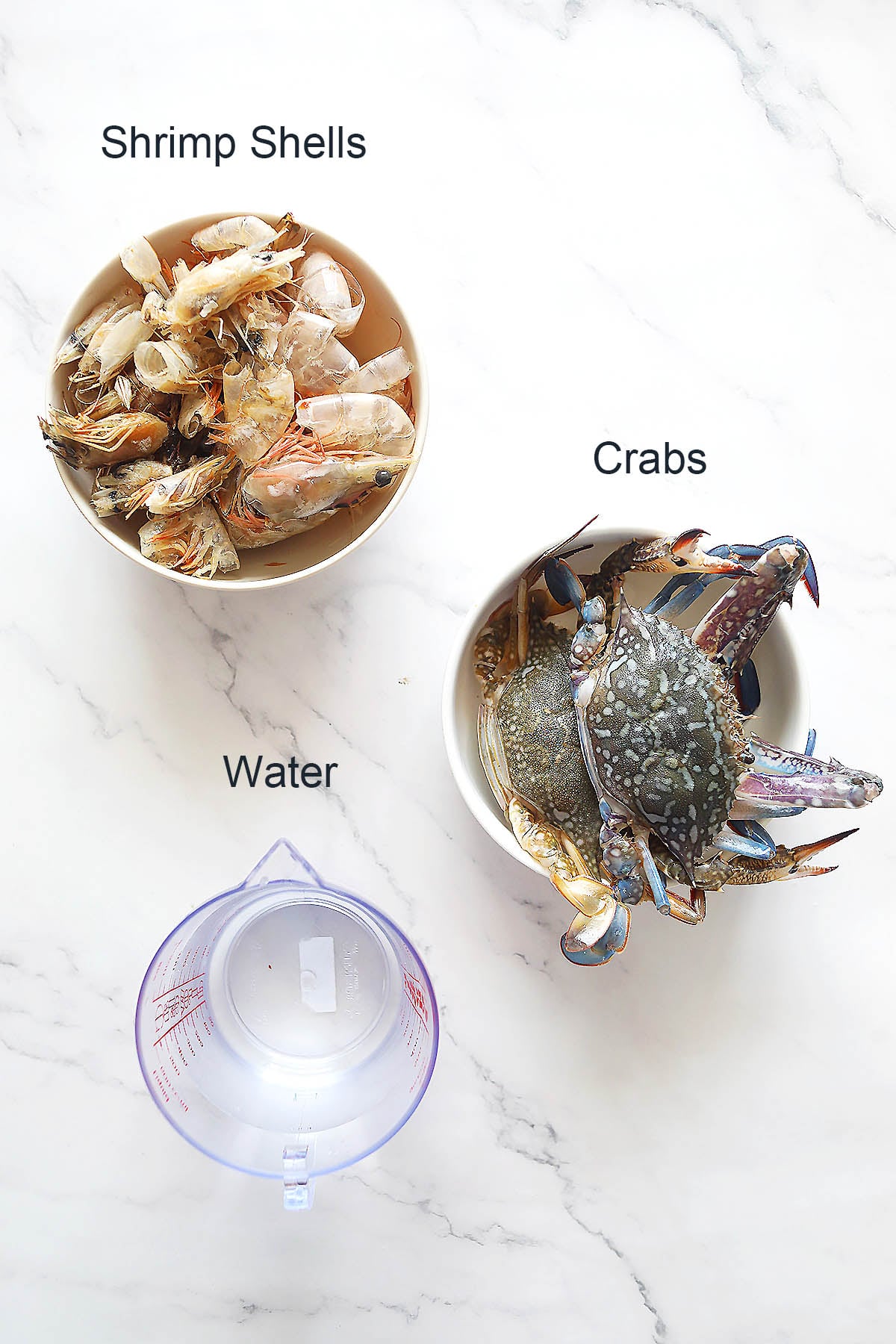 Ingredients for seafood stock.