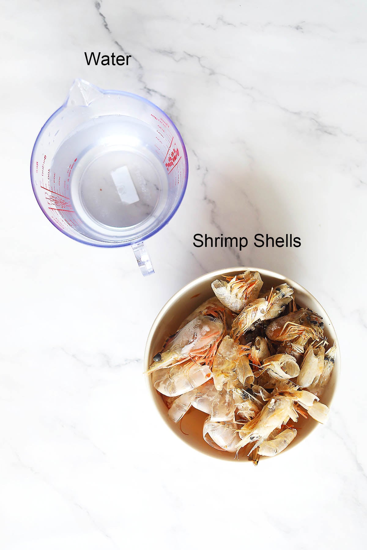 Ingredients for shrimp stock.