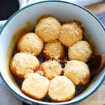 Brown sugar dumplings served in a bowl.