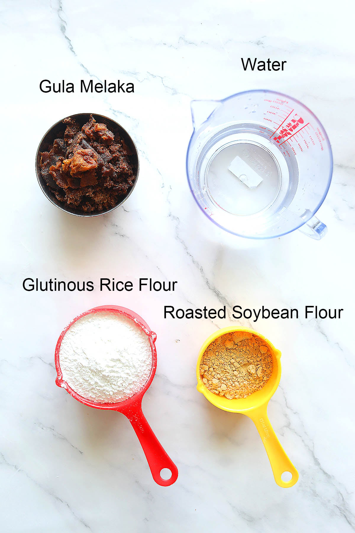 Ingredients for brown sugar dumplings.