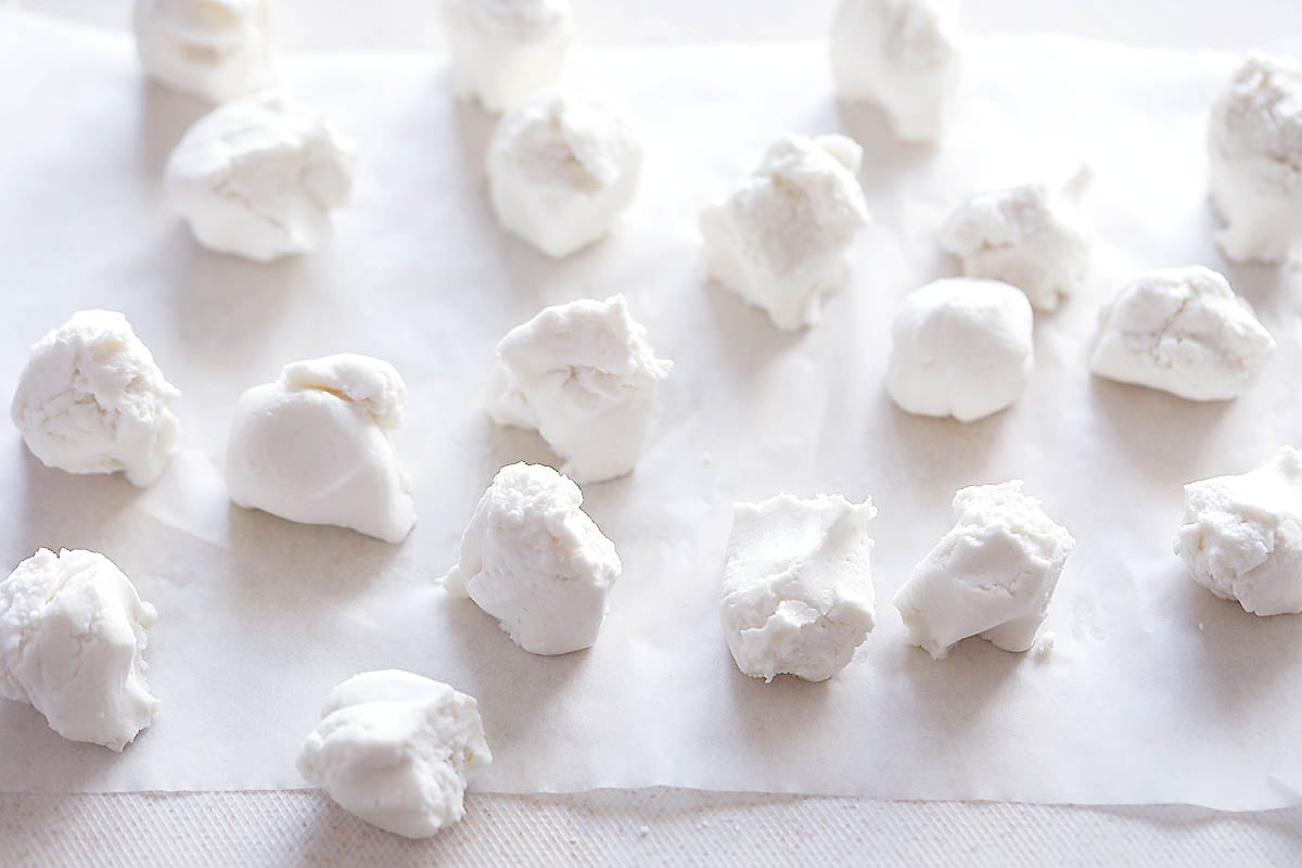 Dough divided into smaller portions.