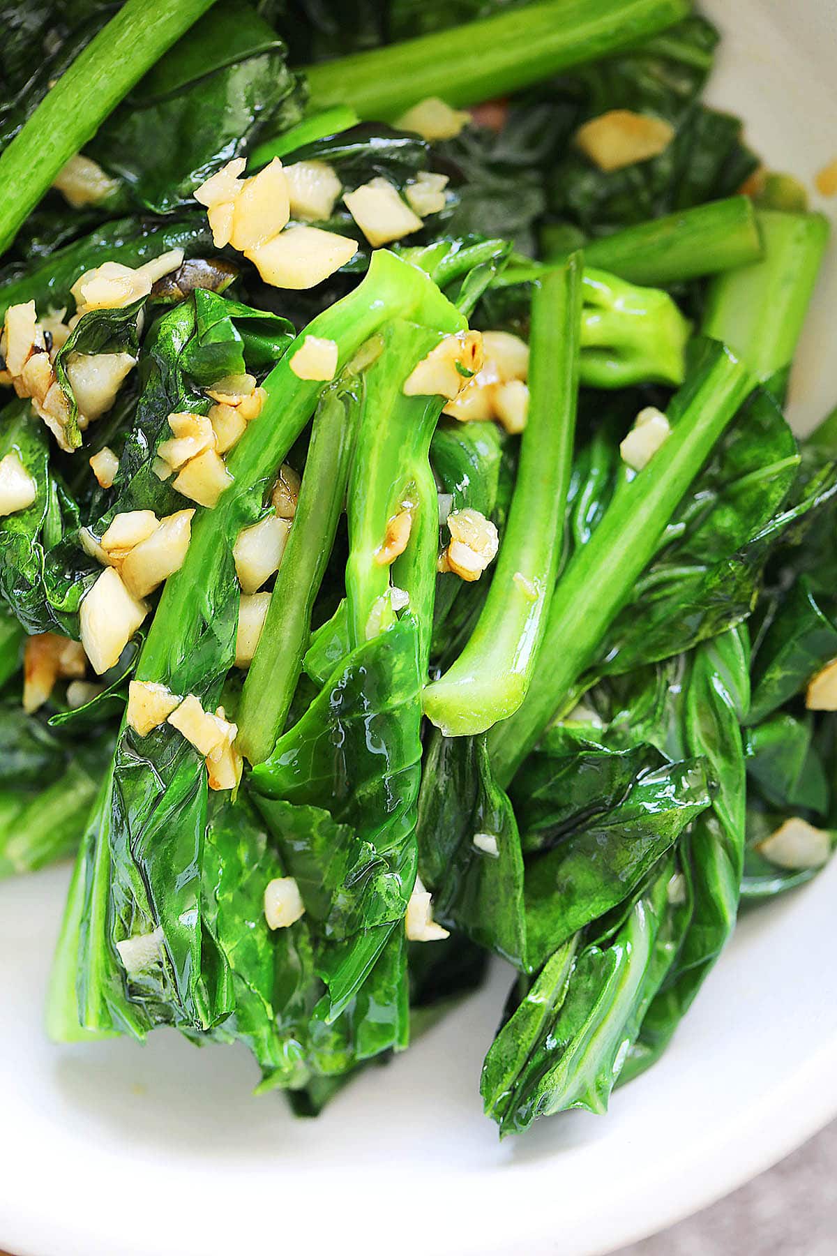 Gailan with oyster sauce stir fry with garlic.