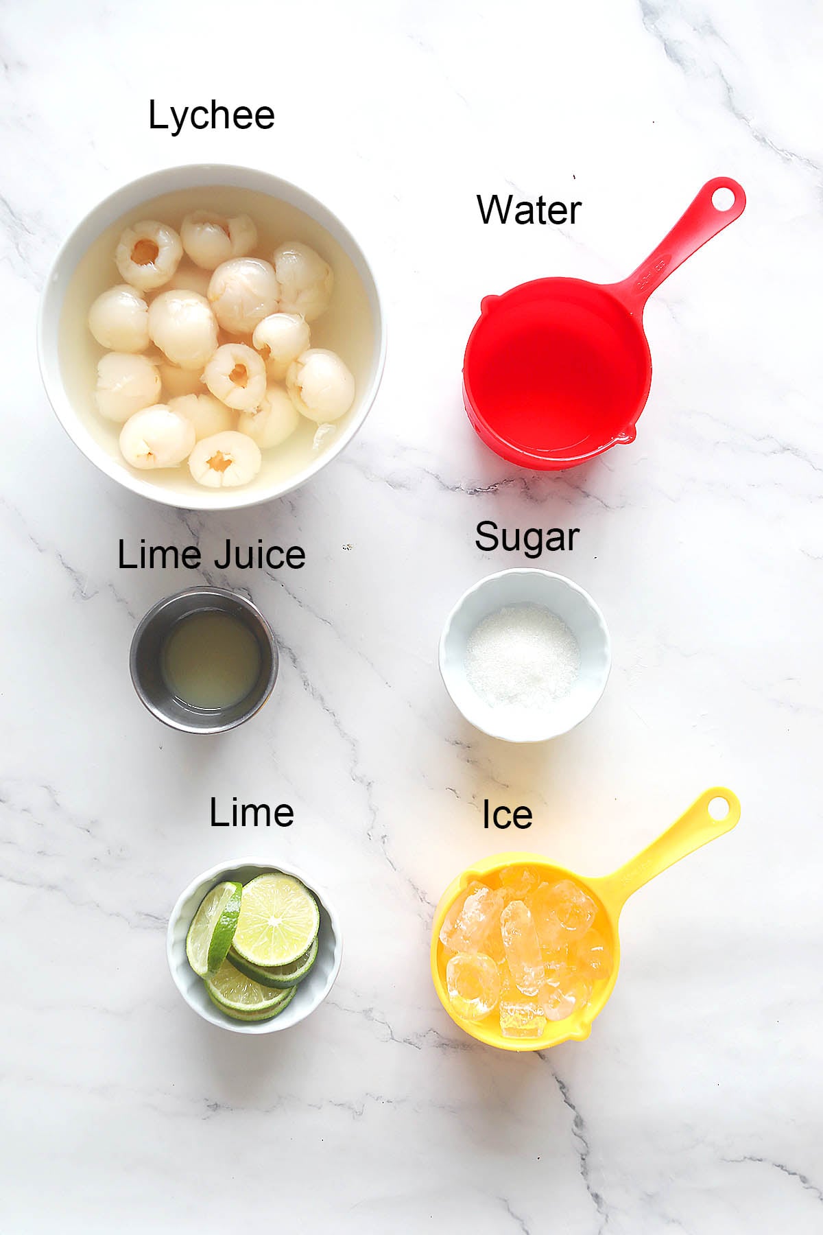 Ingredients for ice lychee.