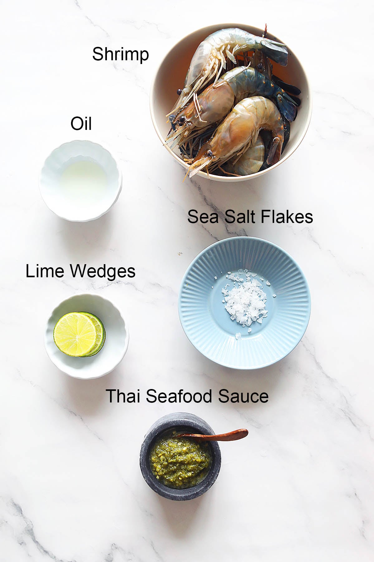 Ingredients for Thai grilled shrimp.