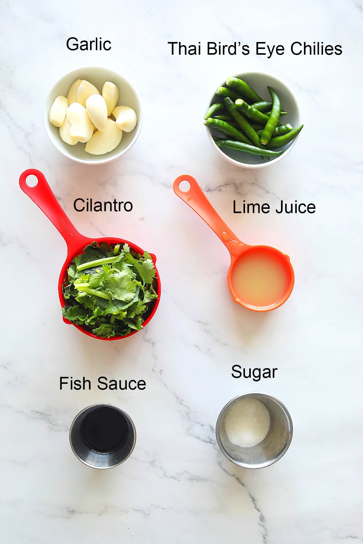 Ingredients for Thai seafood sauce.
